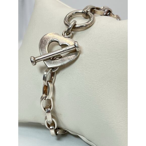 Sterling Silver 925 Silpada Heart Charm Bracelet Toggle Clasp Vintage Retired - Picture 3 of 8